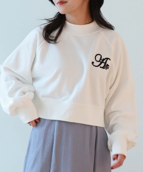 archives(アルシーヴ)の「刺繍ロゴクロップドスウェット(スウェット・レディース・グレー/オフホワイト/ブラック・MEDIUM)」の5枚目の写真