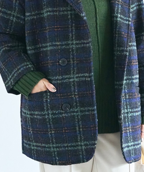 MAISON BREEZE(メゾンブリーズ)の「【MAISON BREEZE】タータンチェックウールライクテーラードジャケット SCCH209 ※(テーラードジャケット・レディース・ブラウン/グリーン・FREE)」の9枚目の写真