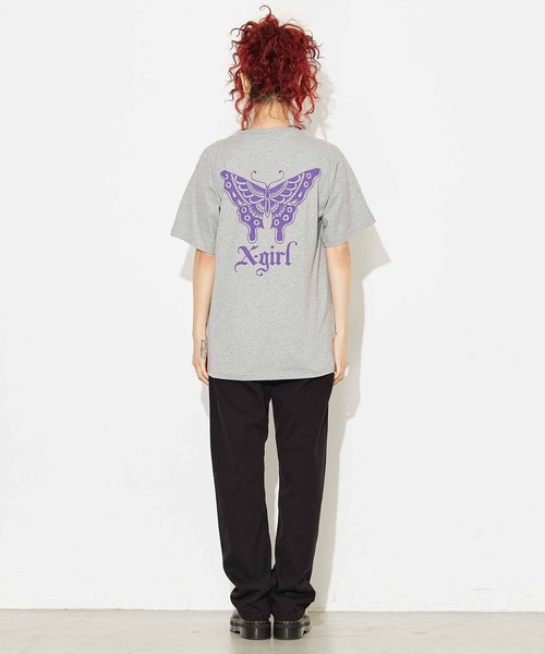 X-girl（エックスガール）の「X-girl × YUSUKE BUTTERFLY S/S TEE（Tシャツ/カットソー・レディース・ホワイト/ブラック/アッシュグレー・XL/S/L/M）」の9枚目の写真