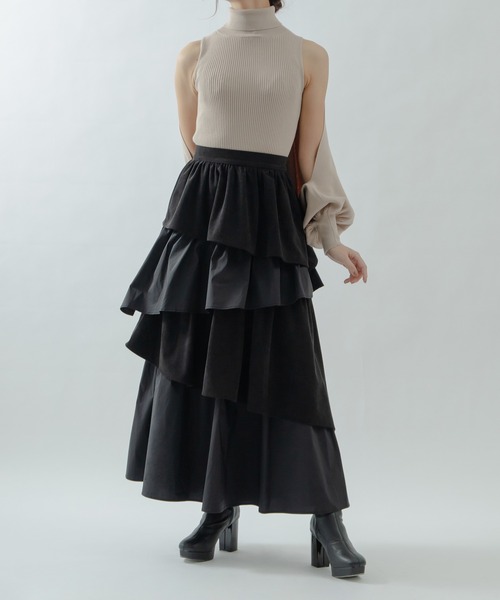 異素材使いティアードスカート｜MERCURYDUO 異素材使いティアード