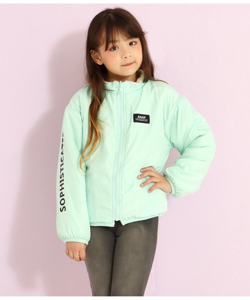 ANAP kids(アナップキッズ)の「リバーシブルボアブルゾン(ブルゾン・キッズ・ブラック/ベージュ/ミント/ラベンダー・110cm/120cm/130cm)」の3枚目の写真