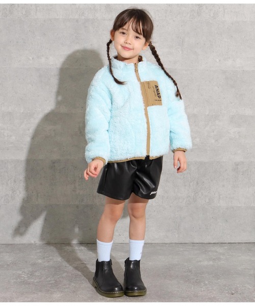 ANAP kids(アナップキッズ)の「リバーシブルボアブルゾン(ブルゾン・キッズ・ブラック/ベージュ/ミント/ラベンダー・110cm/120cm/130cm)」の12枚目の写真