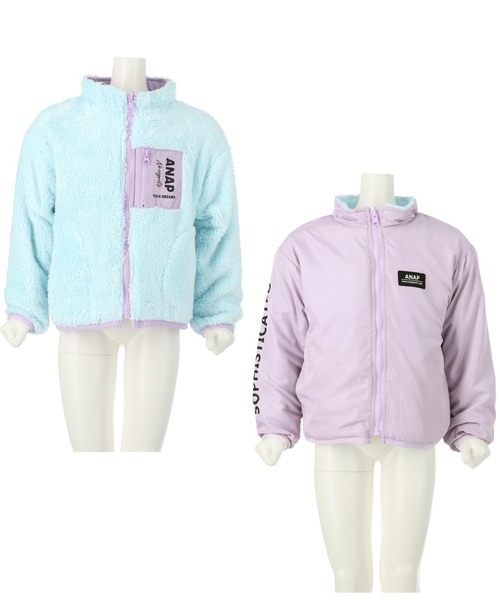 ANAP kids(アナップキッズ)の「リバーシブルボアブルゾン(ブルゾン・キッズ・ブラック/ベージュ/ミント/ラベンダー・110cm/120cm/130cm)」の13枚目の写真