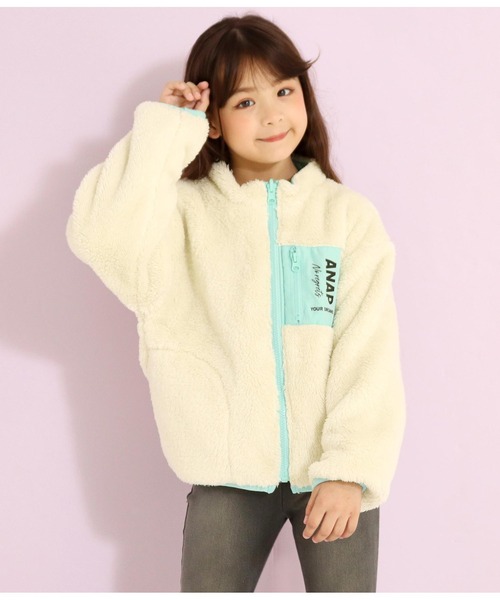 ANAP kids(アナップキッズ)の「リバーシブルボアブルゾン(ブルゾン・キッズ・ブラック/ベージュ/ミント/ラベンダー・110cm/120cm/130cm)」の15枚目の写真