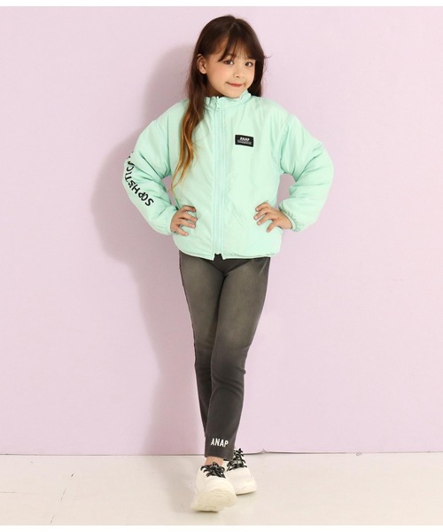 ANAP kids(アナップキッズ)の「リバーシブルボアブルゾン(ブルゾン・キッズ・ブラック/ベージュ/ミント/ラベンダー・110cm/120cm/130cm)」の5枚目の写真