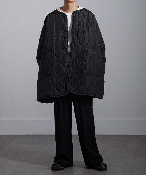 NILWAY（ニルウェイ）の「キルトライナー/ノーカラーキルティングジャケット/ノーカラーブルゾン/中綿インナージャケット（ノーカラーコート・レディース・オフホワイト/ブラック/カーキ・MEDIUM/LARGE）」の17枚目の写真