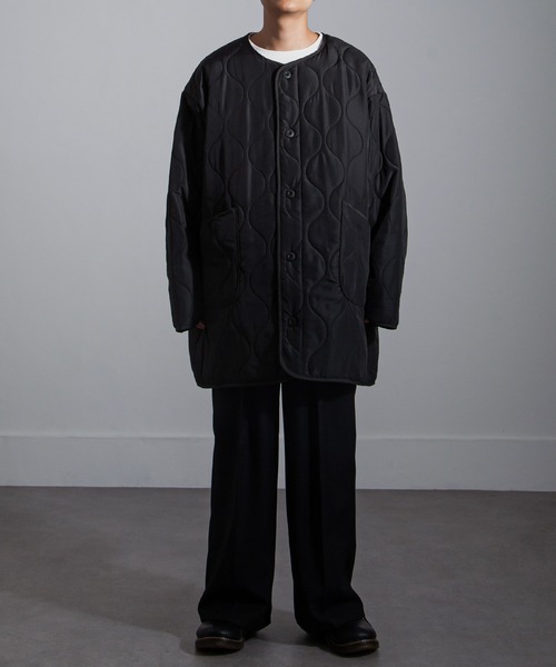 NILWAY（ニルウェイ）の「キルトライナー/ノーカラーキルティングジャケット/ノーカラーブルゾン/中綿インナージャケット（ノーカラーコート・レディース・オフホワイト/ブラック/カーキ・MEDIUM/LARGE）」の18枚目の写真