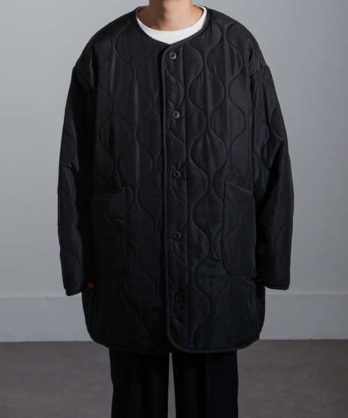 NILWAY（ニルウェイ）の「キルトライナー/ノーカラーキルティングジャケット/ノーカラーブルゾン/中綿インナージャケット（ノーカラーコート・レディース・オフホワイト/ブラック/カーキ・MEDIUM/LARGE）」の19枚目の写真