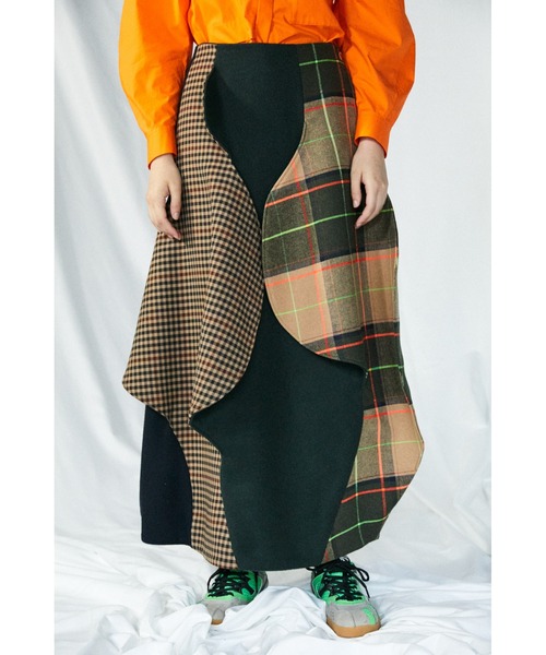 ENFOLD（エンフォルド）の「Melton Check A カーブデザインSKIRT