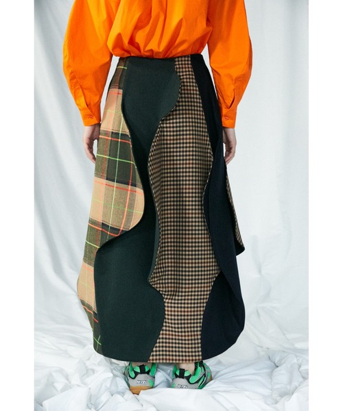ENFOLD（エンフォルド）の「Melton Check A カーブデザインSKIRT