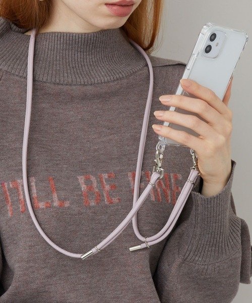 Paradise Picnic（パラダイスピクニック）の「イタリアンレザー　スマホショルダー　ダブルタイプ（スマホグッズ・レディース・グリーン/パープル/ベージュ/ブラック・FREE）」の4枚目の写真