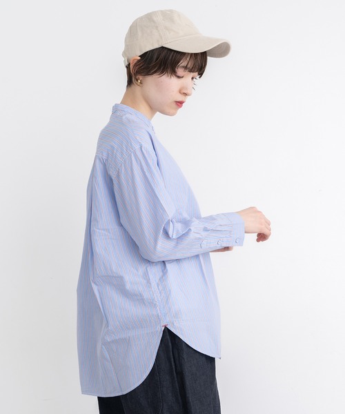 PAR ICI（パーリッシィ）の「無地/いろいろストライプ スタンドシャツ（シャツ/ブラウス・レディース・グレー/アイボリー/サックスブルー・FREE）」の22枚目の写真