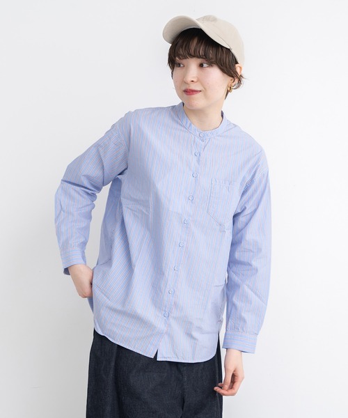 PAR ICI（パーリッシィ）の「無地/いろいろストライプ スタンドシャツ（シャツ/ブラウス・レディース・グレー/アイボリー/サックスブルー・FREE）」の20枚目の写真