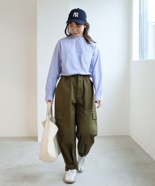 PAR ICI（パーリッシィ）の「無地/いろいろストライプ スタンドシャツ（シャツ/ブラウス・レディース・グレー/アイボリー/サックスブルー・FREE）」の16枚目の写真