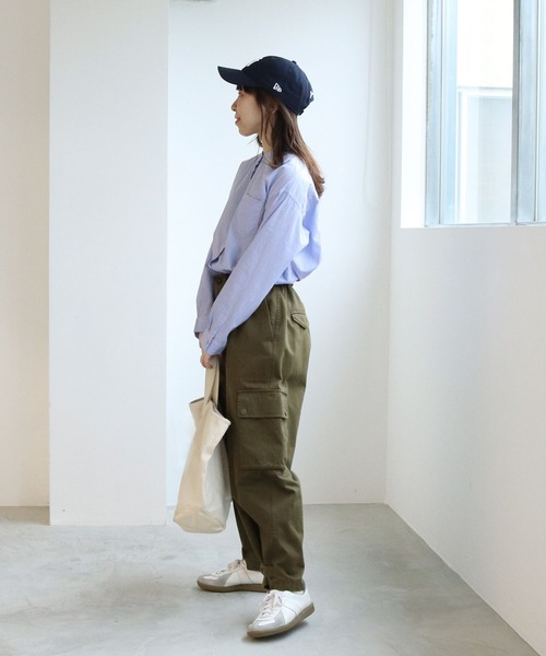 PAR ICI（パーリッシィ）の「無地/いろいろストライプ スタンドシャツ（シャツ/ブラウス・レディース・グレー/アイボリー/サックスブルー・FREE）」の18枚目の写真