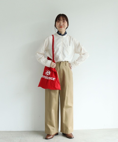 PAR ICI（パーリッシィ）の「無地/いろいろストライプ スタンドシャツ（シャツ/ブラウス・レディース・グレー/アイボリー/サックスブルー・FREE）」の8枚目の写真