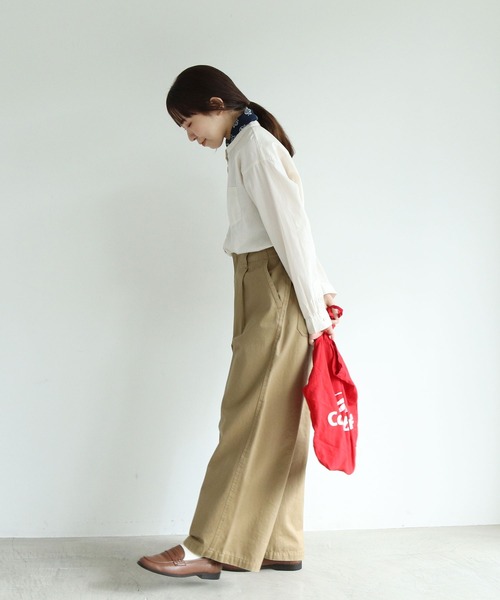 PAR ICI（パーリッシィ）の「無地/いろいろストライプ スタンドシャツ（シャツ/ブラウス・レディース・グレー/アイボリー/サックスブルー・FREE）」の11枚目の写真