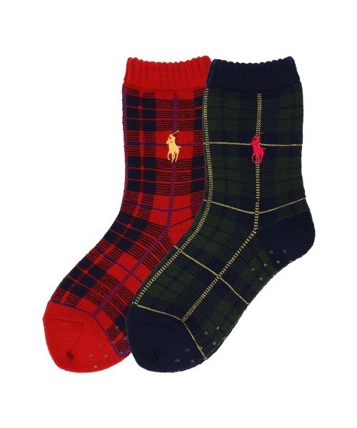 POLO RALPH LAUREN メンズ ワンポイント タータンチェック柄 足底滑り