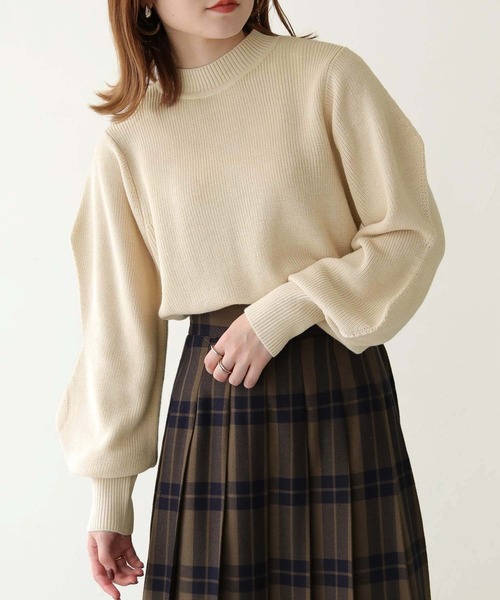 HER CLOSET（ハークローゼット）の「【shemoshelly】綿混畦編みデザインボリュームスリーブプルオーバー（ニット/セーター・レディース・テラコッタ/ライトグリーン/ブラック/ライトブルー/アイボリー・M）」の19枚目の写真