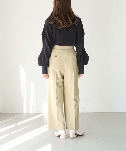 HER CLOSET（ハークローゼット）の「【shemoshelly】綿混畦編みデザインボリュームスリーブプルオーバー（ニット/セーター・レディース・テラコッタ/ライトグリーン/ブラック/ライトブルー/アイボリー・M）」の8枚目の写真