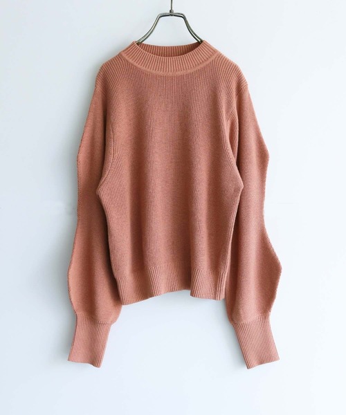 HER CLOSET（ハークローゼット）の「【shemoshelly】綿混畦編みデザインボリュームスリーブプルオーバー（ニット/セーター・レディース・テラコッタ/ライトグリーン/ブラック/ライトブルー/アイボリー・M）」の16枚目の写真