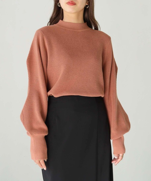 HER CLOSET（ハークローゼット）の「【shemoshelly】綿混畦編みデザインボリュームスリーブプルオーバー（ニット/セーター・レディース・テラコッタ/ライトグリーン/ブラック/ライトブルー/アイボリー・M）」の9枚目の写真