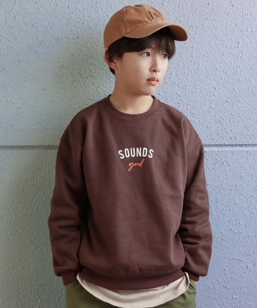 CIAOPANIC TYPY（チャオパニックティピー）の「【KIDS】【裏起毛】ワンポイント刺繍＆ロゴプリントスウェットプルオーバー（スウェット・キッズ・チャコールグレー/アイボリー/ブラウン/パープル・S/M/L/XL/XXL）」の3枚目の写真