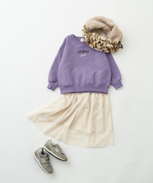 CIAOPANIC TYPY（チャオパニックティピー）の「【KIDS】【裏起毛】ワンポイント刺繍＆ロゴプリントスウェットプルオーバー（スウェット・キッズ・チャコールグレー/アイボリー/ブラウン/パープル・S/M/L/XL/XXL）」の9枚目の写真