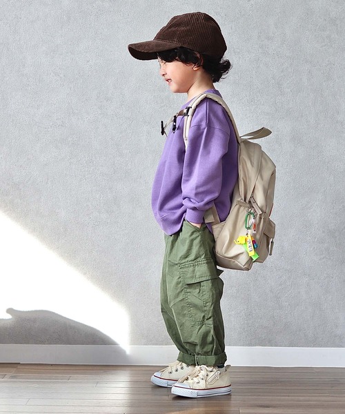 CIAOPANIC TYPY（チャオパニックティピー）の「【KIDS】【裏起毛】ワンポイント刺繍＆ロゴプリントスウェットプルオーバー（スウェット・キッズ・チャコールグレー/アイボリー/ブラウン/パープル・S/M/L/XL/XXL）」の22枚目の写真