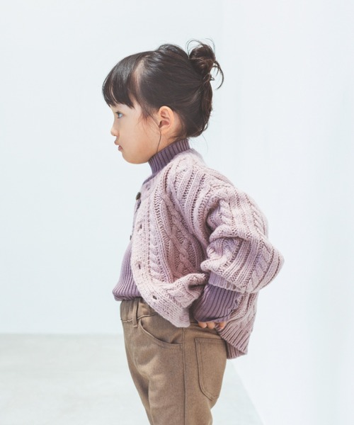 ooju（オージュ）の「【ooju】ケーブルニットカーディガン（ニット/セーター・キッズ・ベージュ/ピンク/アイボリー・1/2/3/4）」の4枚目の写真