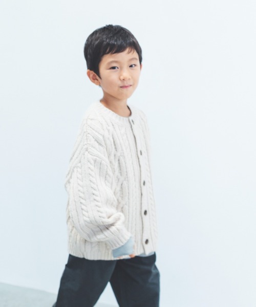 ooju（オージュ）の「【ooju】ケーブルニットカーディガン（ニット/セーター・キッズ・ベージュ/ピンク/アイボリー・1/2/3/4）」の7枚目の写真