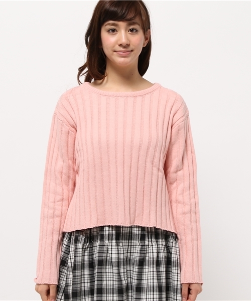 OUTLET（アウトレット）の「【who's who Chico】ワイドRIBニットプルオーバー（ニット/セーター・レディース・グレー/ネイビー/ピンク/ホワイト・FREE）」の5枚目の写真