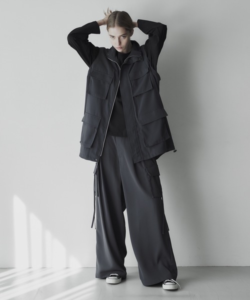remer（リメール）の「loose military parachute wide PT / ルーズミリタリーパラシュートワイドパンツ（カーゴパンツ・メンズ・チャコールグレー/ブラック・SMALL/MEDIUM/LARGE）」の20枚目の写真