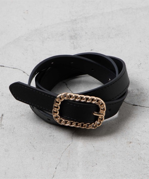 WEGO（ウィゴー）の「WEGO/Lチェーンモチーフバックルベルト（ベルト・レディース・ブラック・FREE）」の3枚目の写真