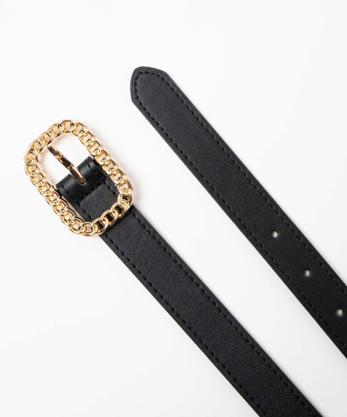 WEGO（ウィゴー）の「WEGO/Lチェーンモチーフバックルベルト（ベルト・レディース・ブラック・FREE）」の4枚目の写真