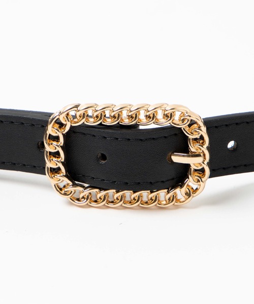 WEGO（ウィゴー）の「WEGO/Lチェーンモチーフバックルベルト（ベルト・レディース・ブラック・FREE）」の2枚目の写真