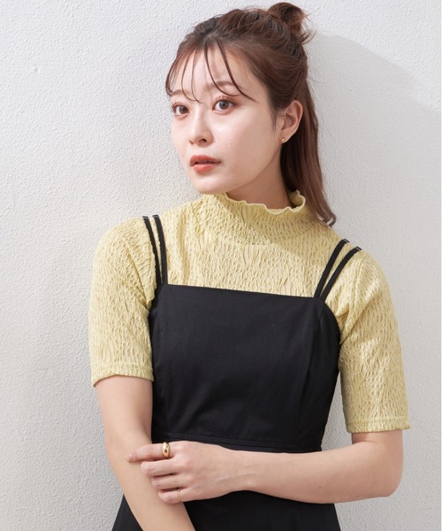 VANNIE U(ヴァニーユー)の「シアーウェーブハイネックトップス(Tシャツ/カットソー・レディース・ブラック/ホワイト/ライトグリーン・FREE)」の17枚目の写真