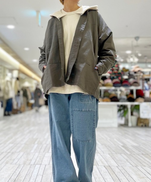 OLD BETTY'S（オールドベティーズ）の「【OLD BETTY’S】Dobby Cloth Loose Shirts（カバーオール・レディース・チャコールグレー/ベージュ・FREE）」の10枚目の写真