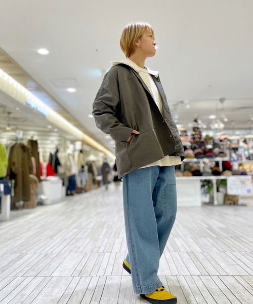 OLD BETTY'S（オールドベティーズ）の「【OLD BETTY’S】Dobby Cloth Loose Shirts（カバーオール・レディース・チャコールグレー/ベージュ・FREE）」の7枚目の写真