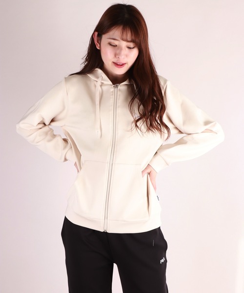 FILA(フィラ)の「FILA とろみポンチ フルジップパーカー(パーカー・レディース・ベージュ/ピンク/ミント/ブラック/グレー/ネイビー・L/M)」の4枚目の写真