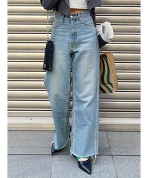 EVRIS | 【ハイウエスト】シンプルワイドデニムパンツ(デニムパンツ)