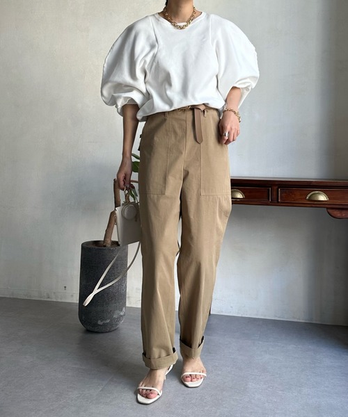 DouDou（ドゥドゥ）の「バックタックパンツ（その他パンツ・レディース・カーキ/キャメル/オフホワイト・36）」の4枚目の写真