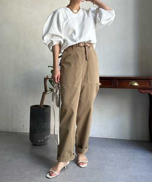 DouDou（ドゥドゥ）の「バックタックパンツ（その他パンツ・レディース・カーキ/キャメル/オフホワイト・36）」の7枚目の写真