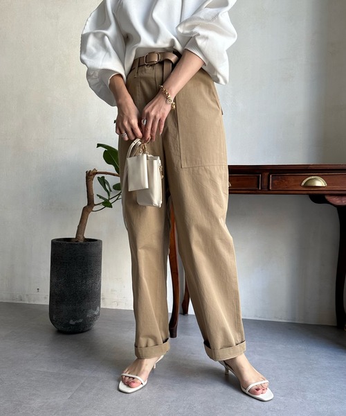 DouDou（ドゥドゥ）の「バックタックパンツ（その他パンツ・レディース・カーキ/キャメル/オフホワイト・36）」の10枚目の写真