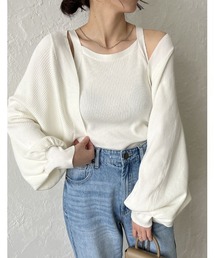 Re:EDIT | [2023S/S COLLECTION][2点セット]配色or無地ニットボレロ×アメスリキャミソールアンサンブル(アンサンブル)