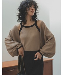 Re:EDIT | [2023S/S PRE ORDER][2点セット]配色or無地ニットボレロ×アメスリキャミソールアンサンブル(アンサンブル)