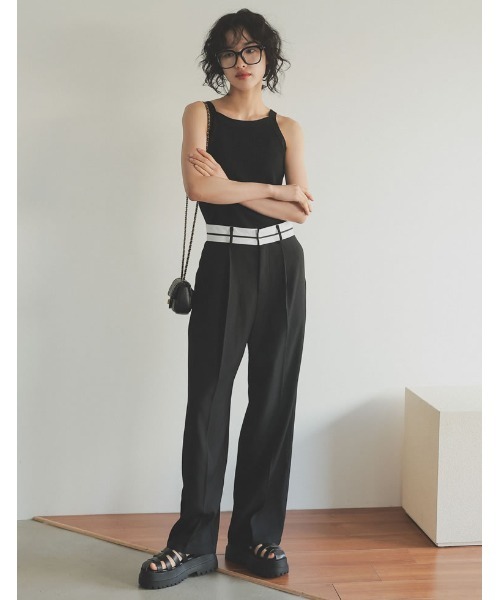 Re:EDIT（リエディ）の「[2023S/S COLLECTION][2点セット]配色or無地ニットボレロ×アメスリキャミソールアンサンブル（アンサンブル・レディース・アイボリー/ベージュ×ブラック/ホワイト×ブラック/ブラック・LARGE/MEDIUM）」の17枚目の写真