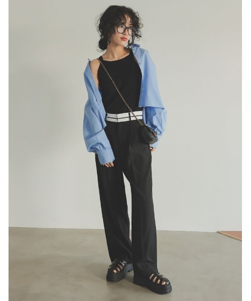 Re:EDIT（リエディ）の「[2023S/S COLLECTION][2点セット]配色or無地ニットボレロ×アメスリキャミソールアンサンブル（アンサンブル・レディース・アイボリー/ベージュ×ブラック/ホワイト×ブラック/ブラック・LARGE/MEDIUM）」の19枚目の写真