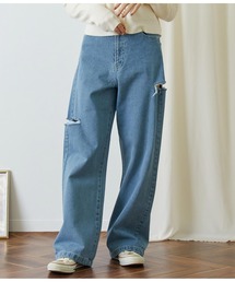 サイドダメージストレートパンツ