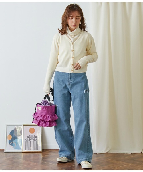 CHILLE（チル）の「サイドダメージストレートパンツ（デニムパンツ・レディース・アイボリー/ブルー・FREE）」の10枚目の写真